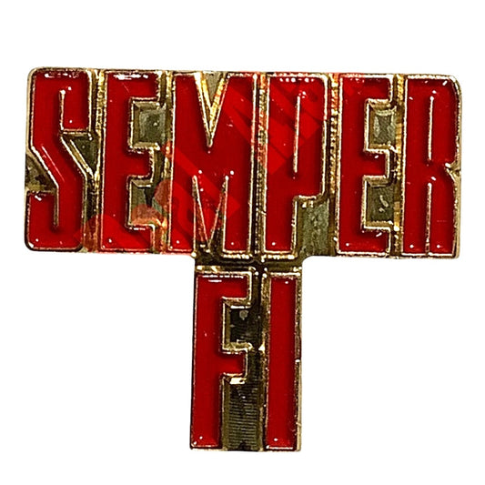 U.S. Marine Corps Block Lettering "Semper Fi" Hat, Lapel Pin 7/8"H x 1"W