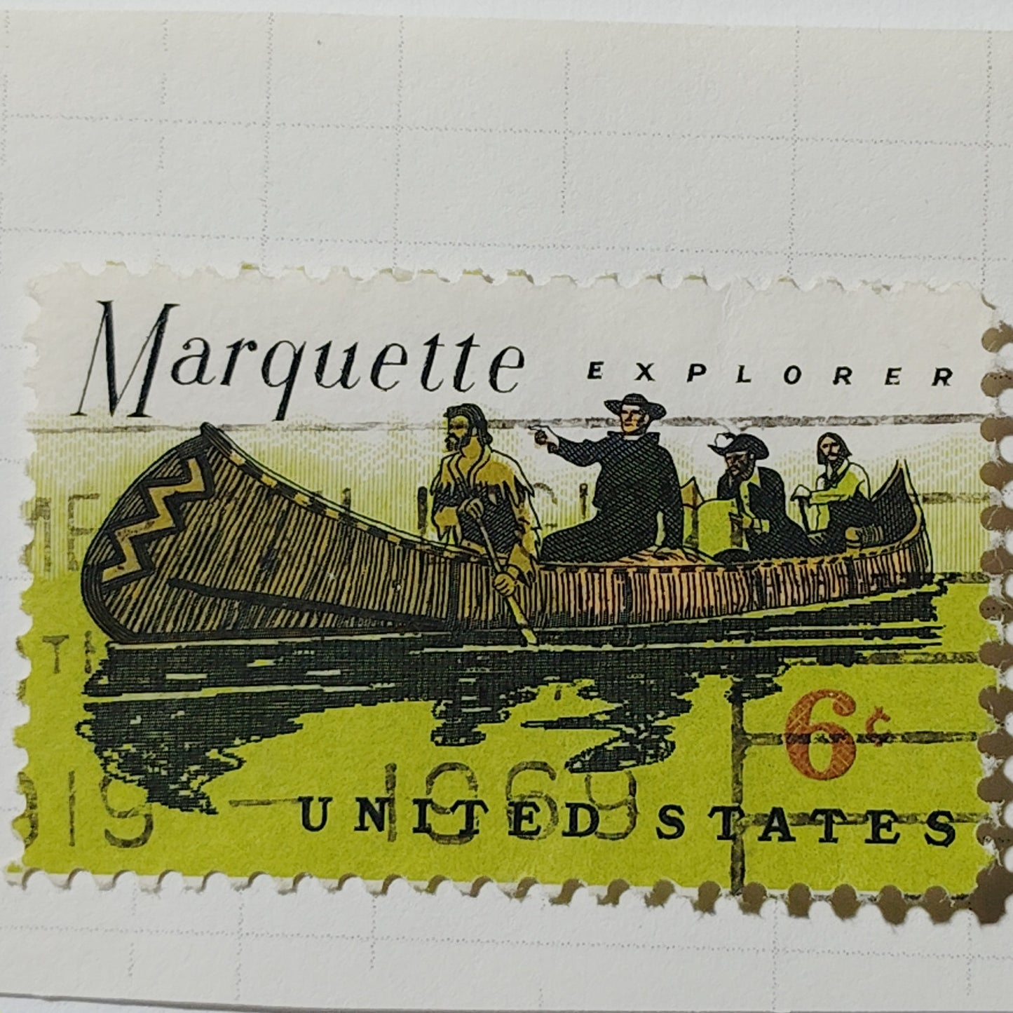 1968 US 6c Father Marquette Explorer Stamp #1356 Used Cancelled Philately