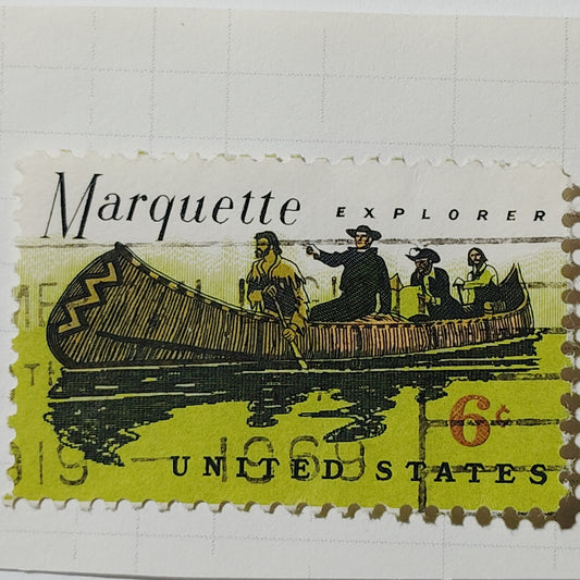 1968 US 6c Father Marquette Explorer Stamp #1356 Used Cancelled Philately