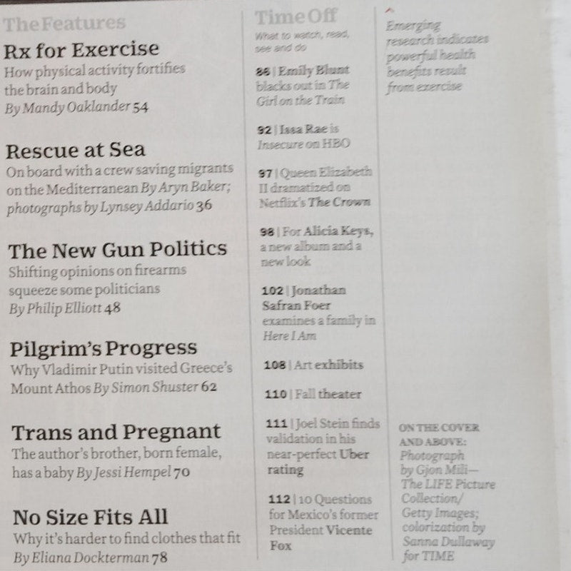 TIME Magazine Sept 12/19 2016 The Exercise Cure Back Issue Red Border Fitness