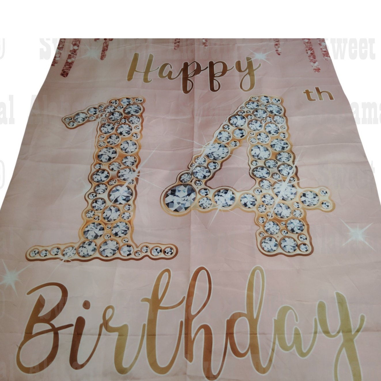 14th Birthday Photography Backdrop, Door Banner or Party Banner Tapestry 35"x72"