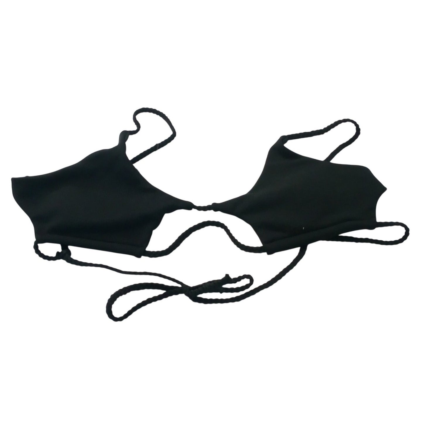 Zaful Black Triangle Bikini Top Women’s Large (US 8) Braided Strap Swimwear