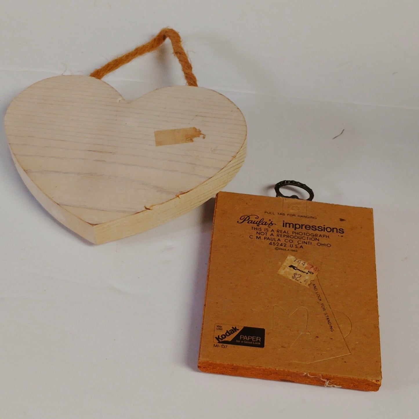 Lot 2 VTG Rustic Wall Plaques Kmart Elk Nature Print + Country Heart Sister