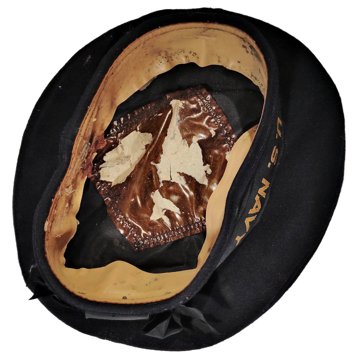 WWII–Korean War Era Formal Wool Cap – Size 6-1/2, Gold “U.S. NAVY” on Black Band