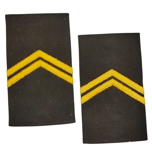 Vintage US Military Corporal E‑4 Epaulet Covers w/ Snap Backs Gold on Black Pair