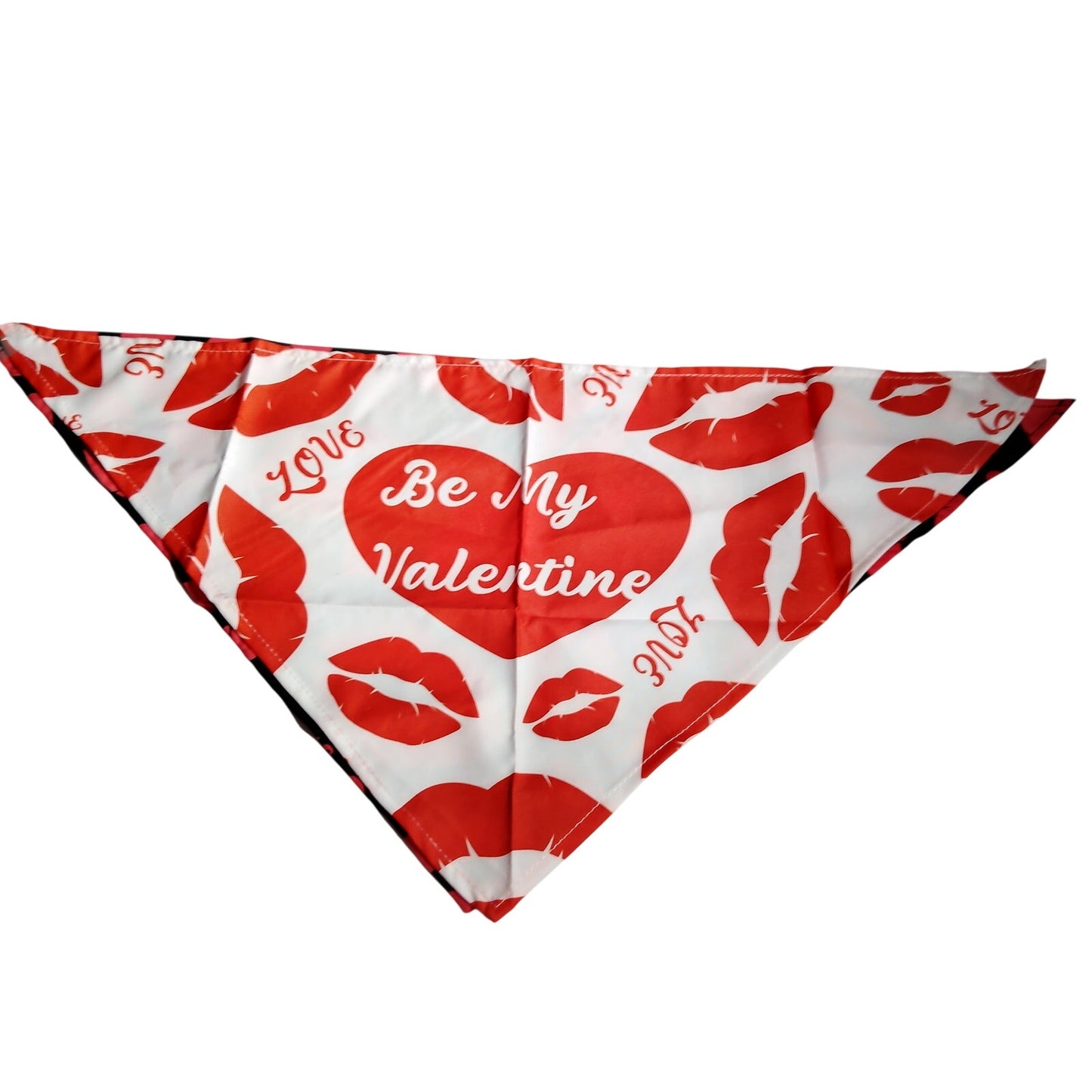 4PK Valentine Dog Bandanas Love Hearts Lips Red White Black L/XL Dogs 25" x 19"
