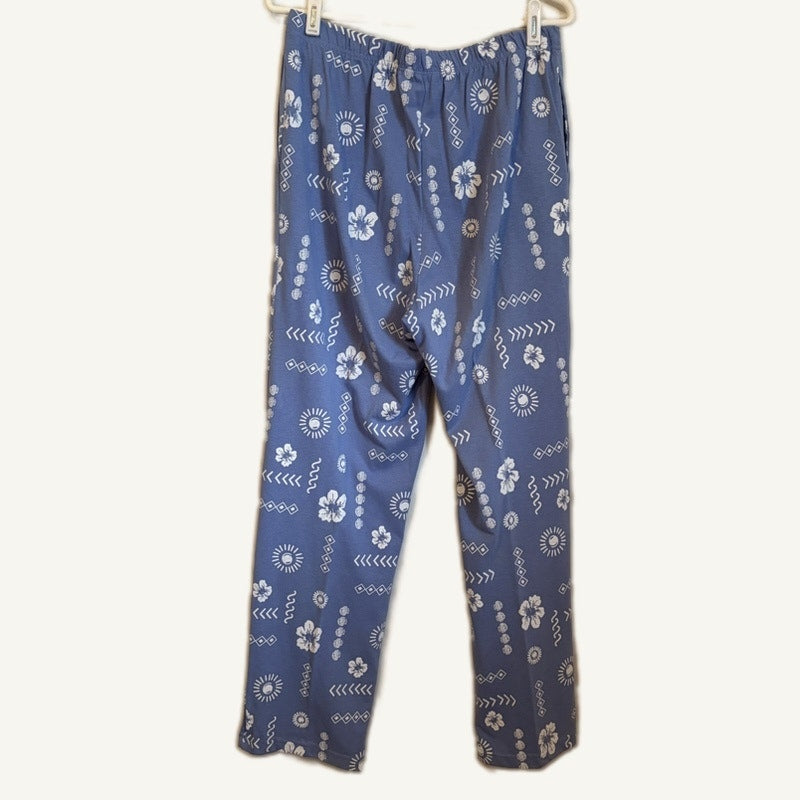 Appleseed's BFA Classics 3-Piece Lounge Set L Blue Floral Cardigan & Pants