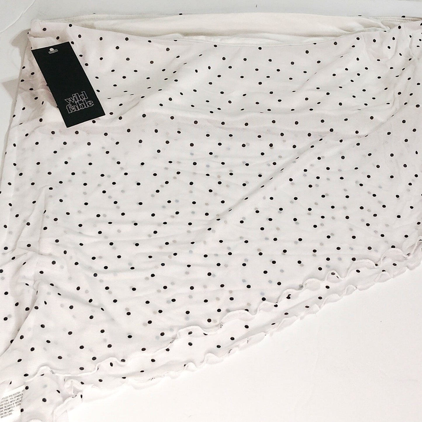 Wild Fable Women’s Sheer Tube Top White w/ Black Polka Dots,  Large