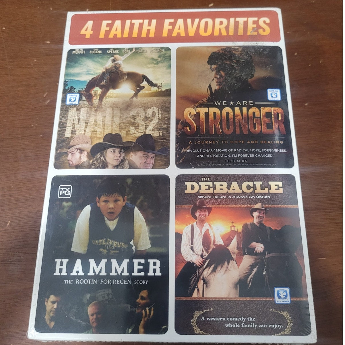 4 Faith Favorites DVDs, Nail 32 We Are Stronger Hammer Debacle Western Christian
