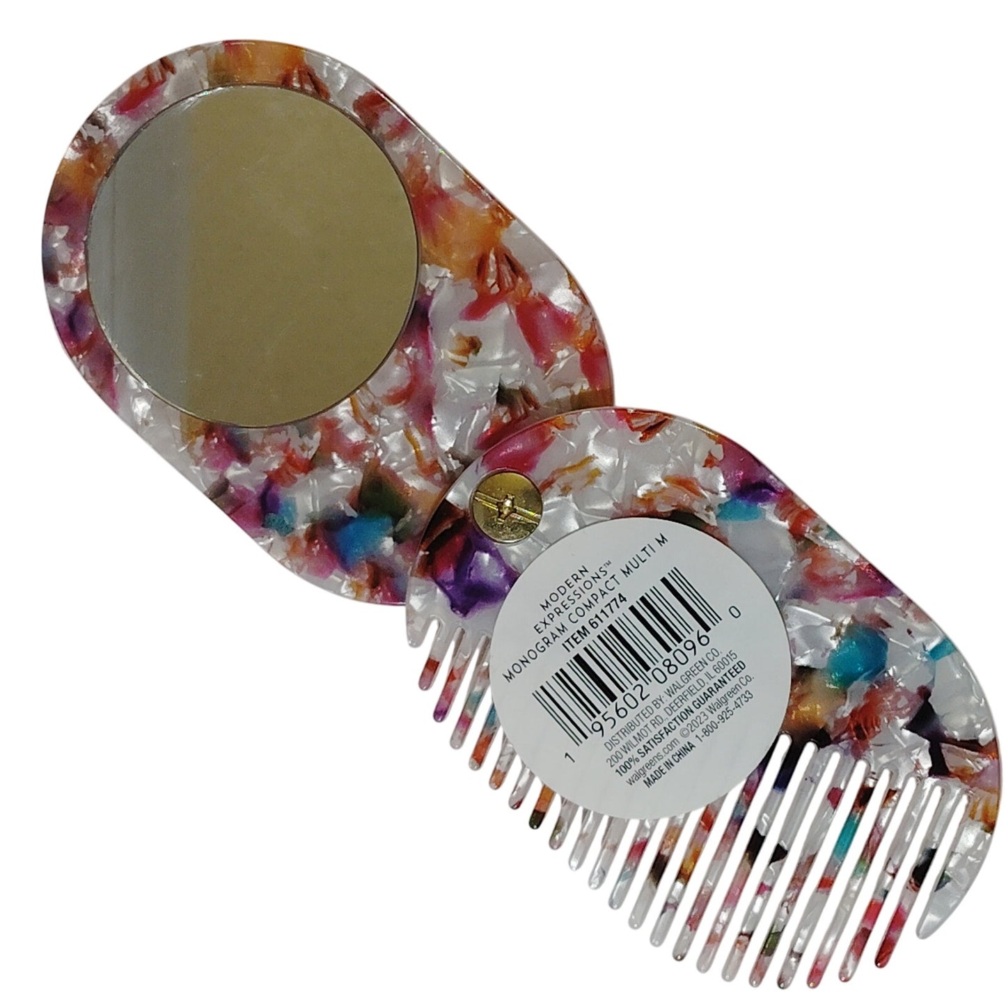 Compact Mirror & Comb – Monogram “M” – Foldable Accessory – 3.5"x2.375" Closed