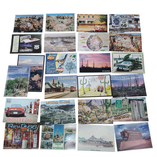 24 PCS VTG Arizona Postcard Collection - Grand Canyon, Route 66 Ephemera Lot