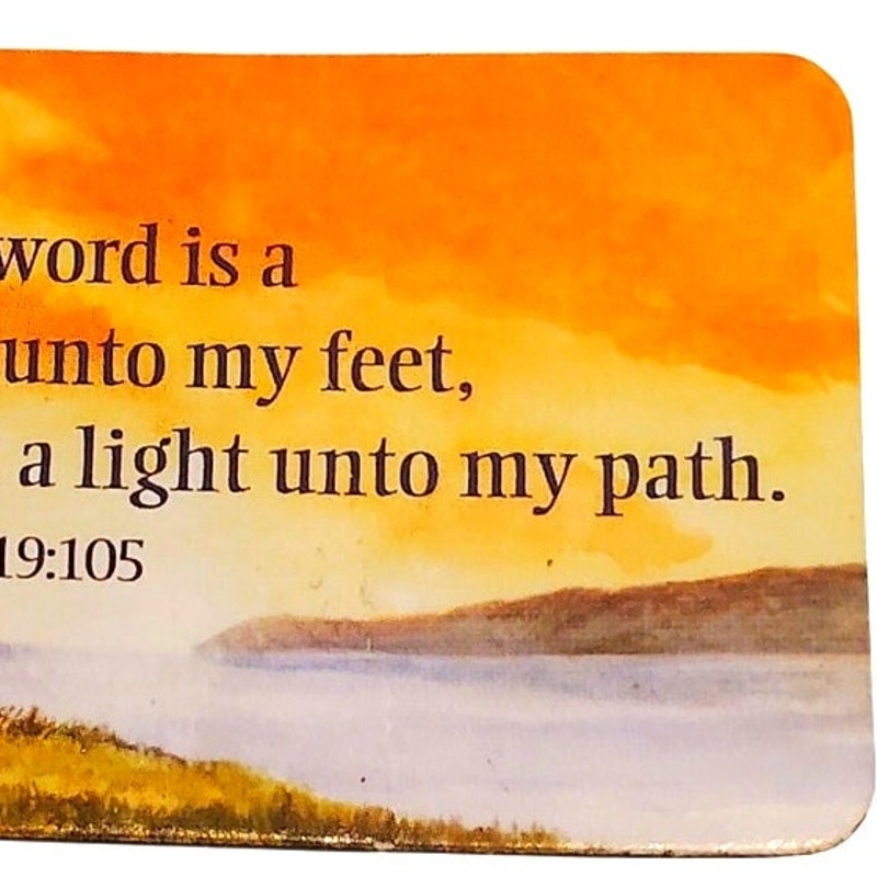 Psalm 119:105 Lighthouse Magnet 3‑3/4×1‑5/8" Flat Coastal Scene Lamp Light Verse