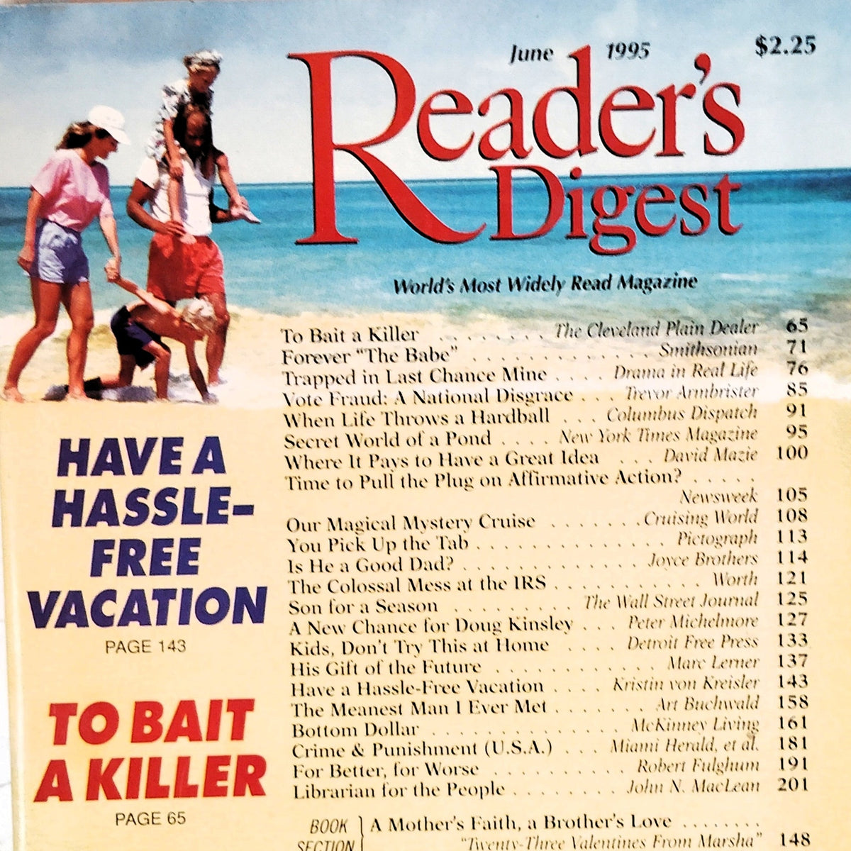 Reader's Digest Magazine June 1995 - Babe Ruth, Have a Hassle-Free Vacation