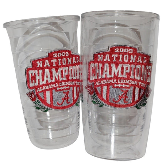 2009 Alabama Crimson Tide National Champions Tervis Tumblers 16oz, Embroidered Patch, One Incomplete