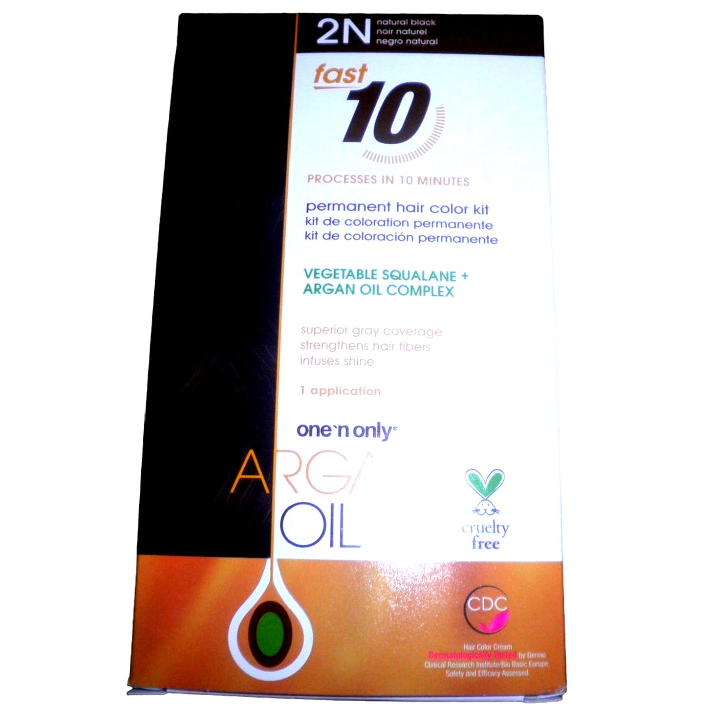 6 Count- One 'n Only Argan Oil Fast 10 Permanent Hair Color Kit 2N Natural Black