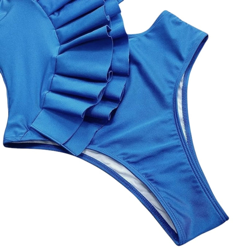 Sporlike One Piece, Flounce, Hole Out Suit, Padded Monokini, Royal Blue, S