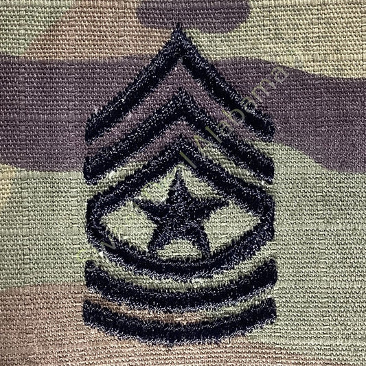 U.S. Army E9 Sergeant Major OCP Rank Insignia, Multi-Camo, 2x2, Hook-n-Loop Back