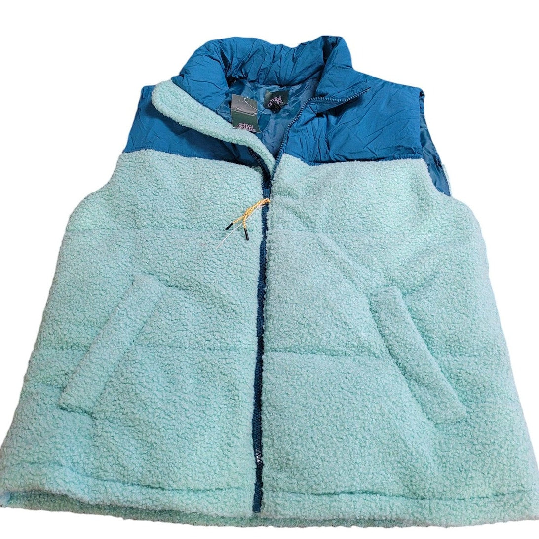 Women's Oversized Puffer Vest, Wild Fable, Green Color Block, Small (4-6)