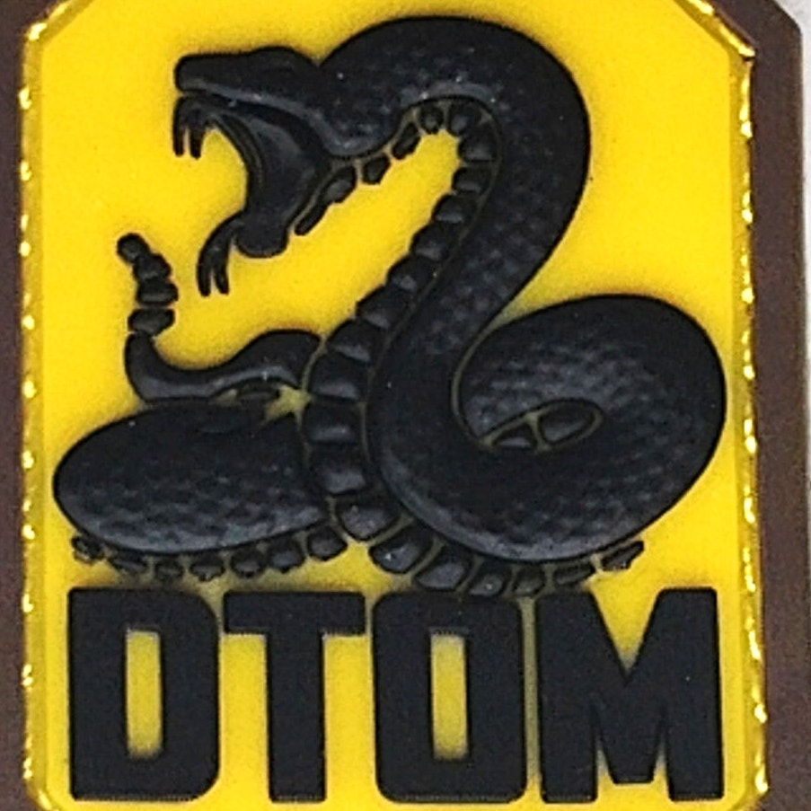 DTOM PVC Morale Patch Don’t Tread On Me Hook Back Full Color 2" × 1‑1/2"