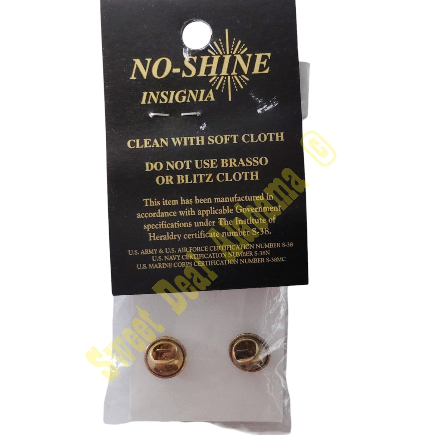 U.S. Army Officer Branch Chemical Collar Device Pins, 1-3/16"W x 1/2"H, No-Shine Insignia, NIP