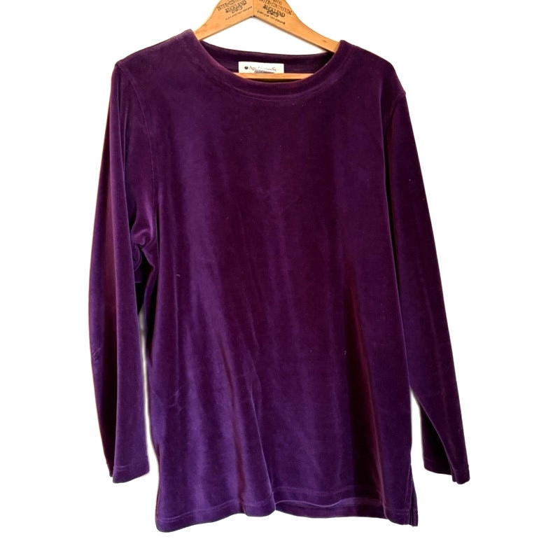 Appleseed's Women's 2-Piece Wine Velour Sweat Set Top & Pants L Purple