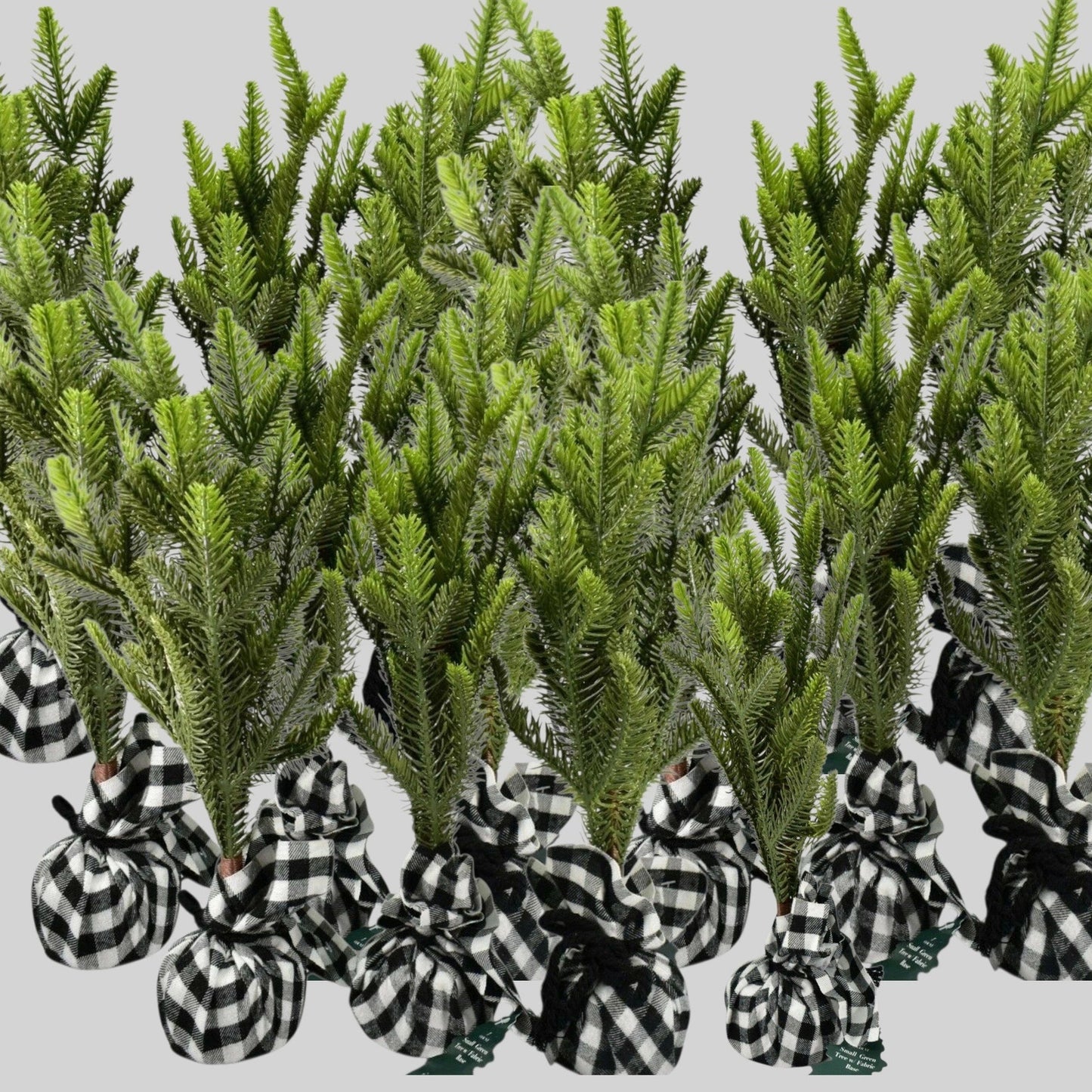 16‑PK Small Centerpiece Trees 14" Tall – B&W Weighted Fabric Base, Rustic Décor