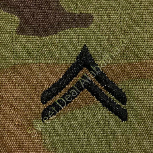 U.S. Army Corporal (E-4) OCP Rank Sew-On Insignia, Multi-Camo, 2" x 2"