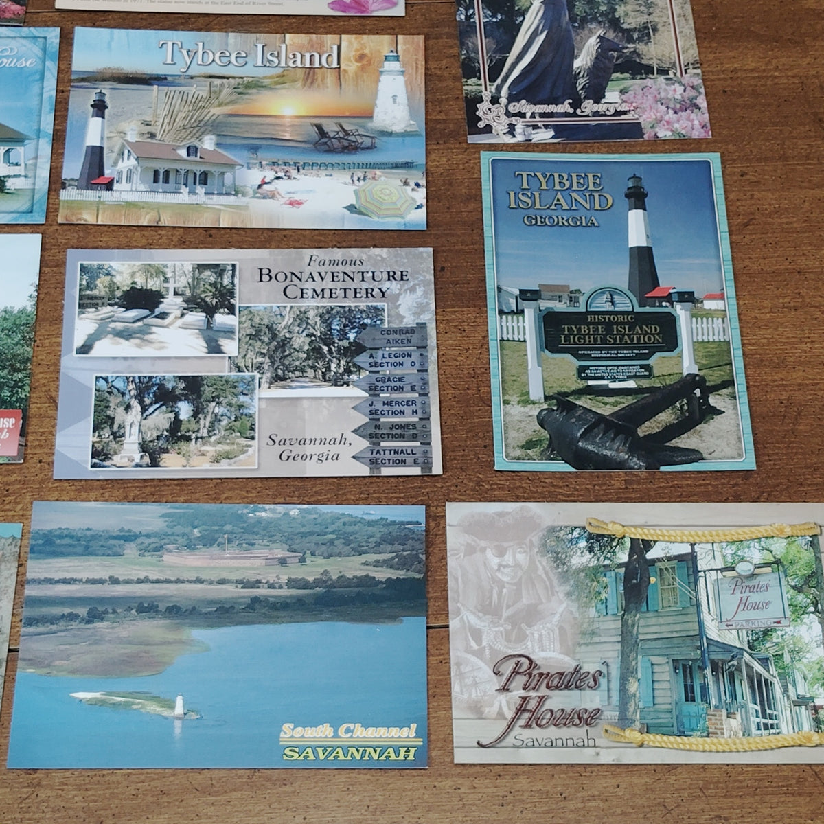 Vintage Georgia Postcards Ephemera- Savannah, Tybee Island, Bonaventure Cemetery