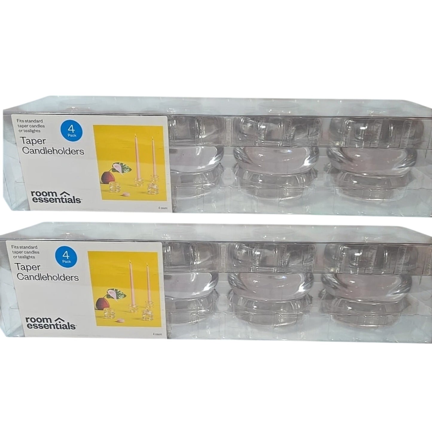 8-pk Bubble Glass Taper Candle Holders – Clear – Modern Sculptural Design