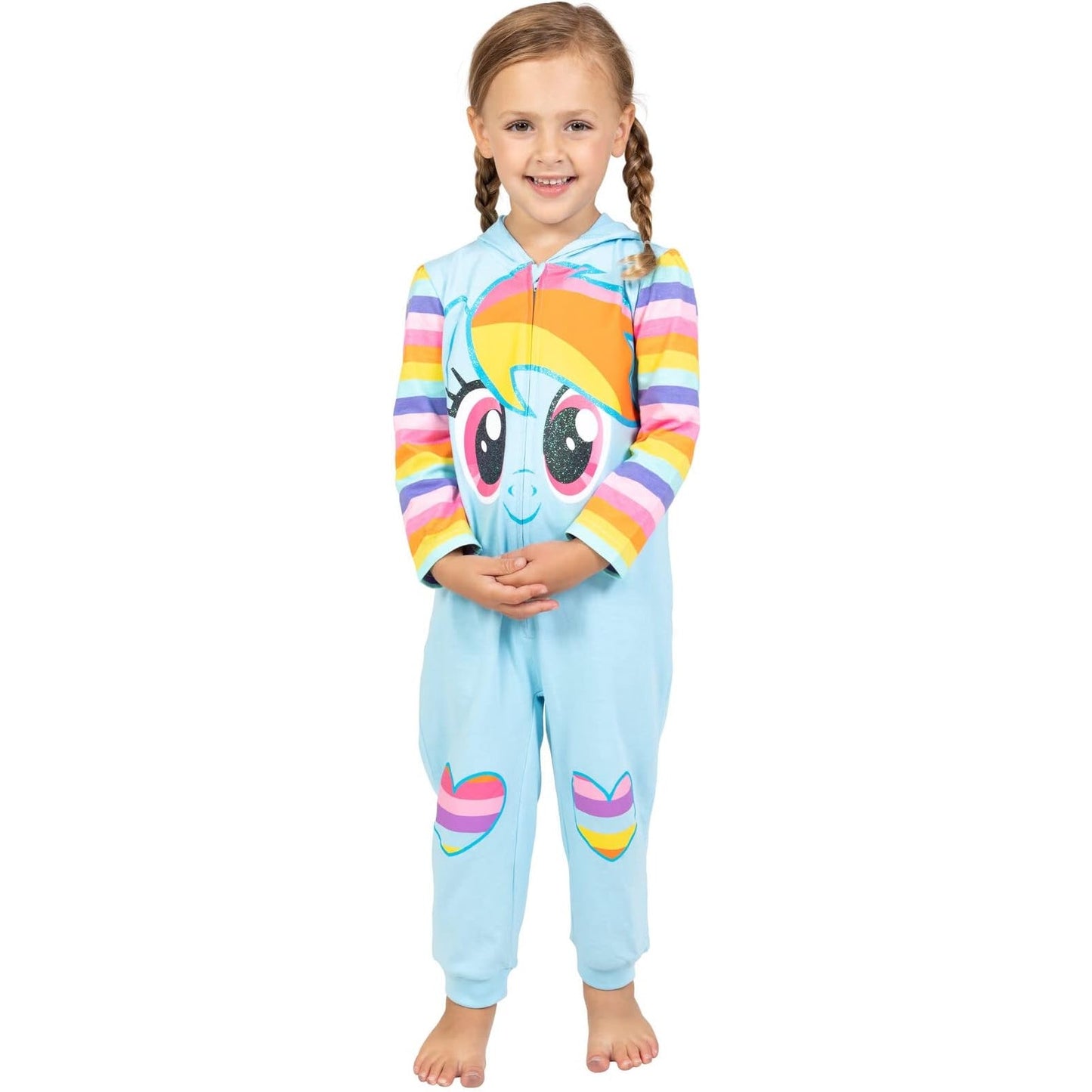 My Little Pony Rainbow Dash Girls Hooded Costume Coverall Size 7‑8