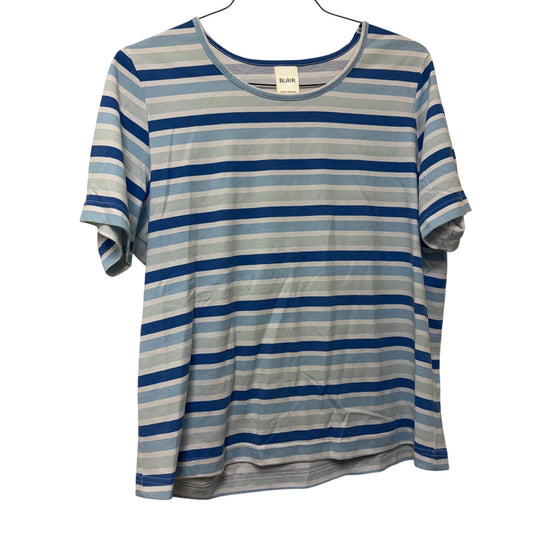 Blair Vintage Women's Blue & White Striped Short Sleeve T-Shirt Top Large