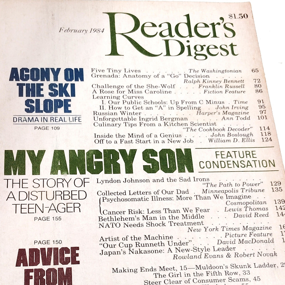 Reader's Digest February 1984 Vintage Magazine Monet Art Print Back Cover