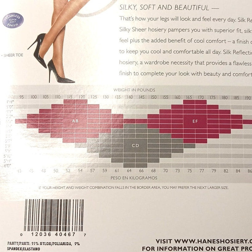 Hanes Silk Reflections Silky Sheer Sheer Toe Pantyhose EF Cafe Au Lait