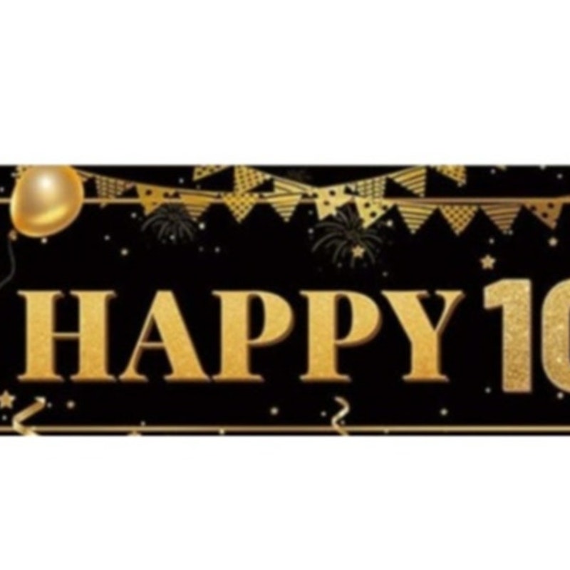Happy 100th Birthday Banner 9.8×1.6 ft Black Gold Party Decoration Sign