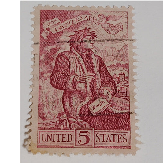 1965 Scott #1270 – 5¢ Dante Alighieri / 700th Anniversary – Canceled