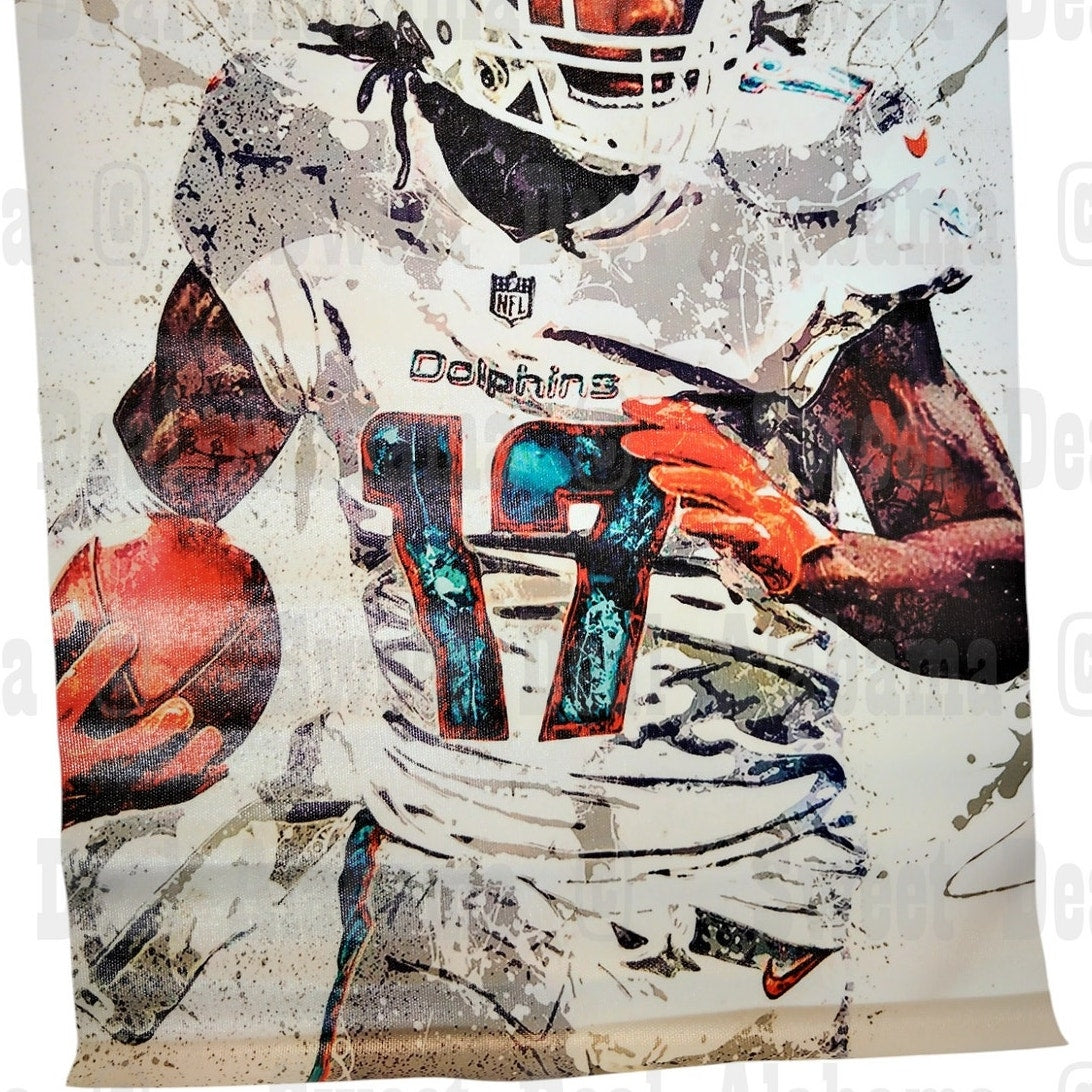 Miami Dolphins #17 Jaylen Waddle – 12” x 18” Canvas Print – Unframed