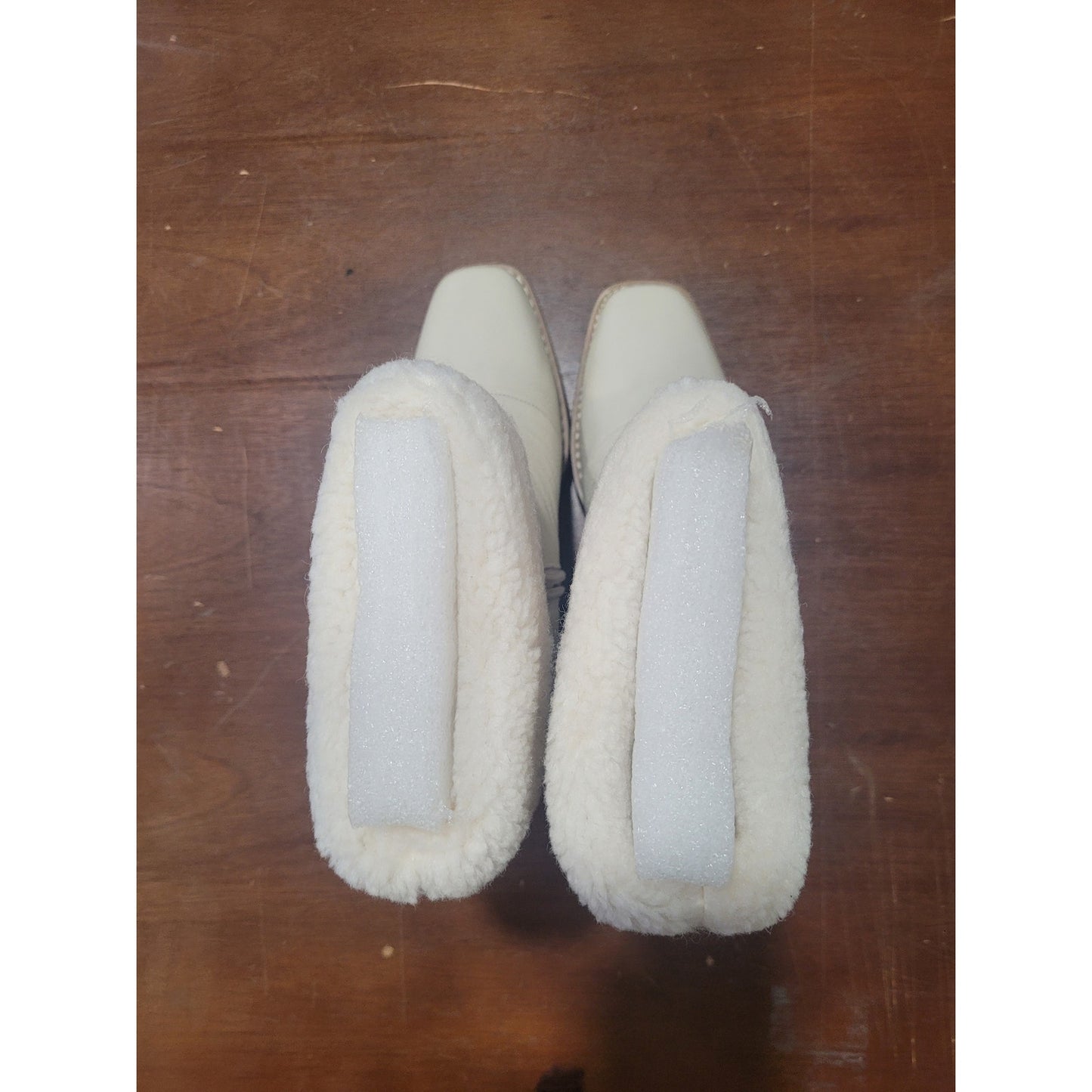 André Assous Milana Bootie, Linen, Womens 5.5, Fold-Down Shearling Lined Leather