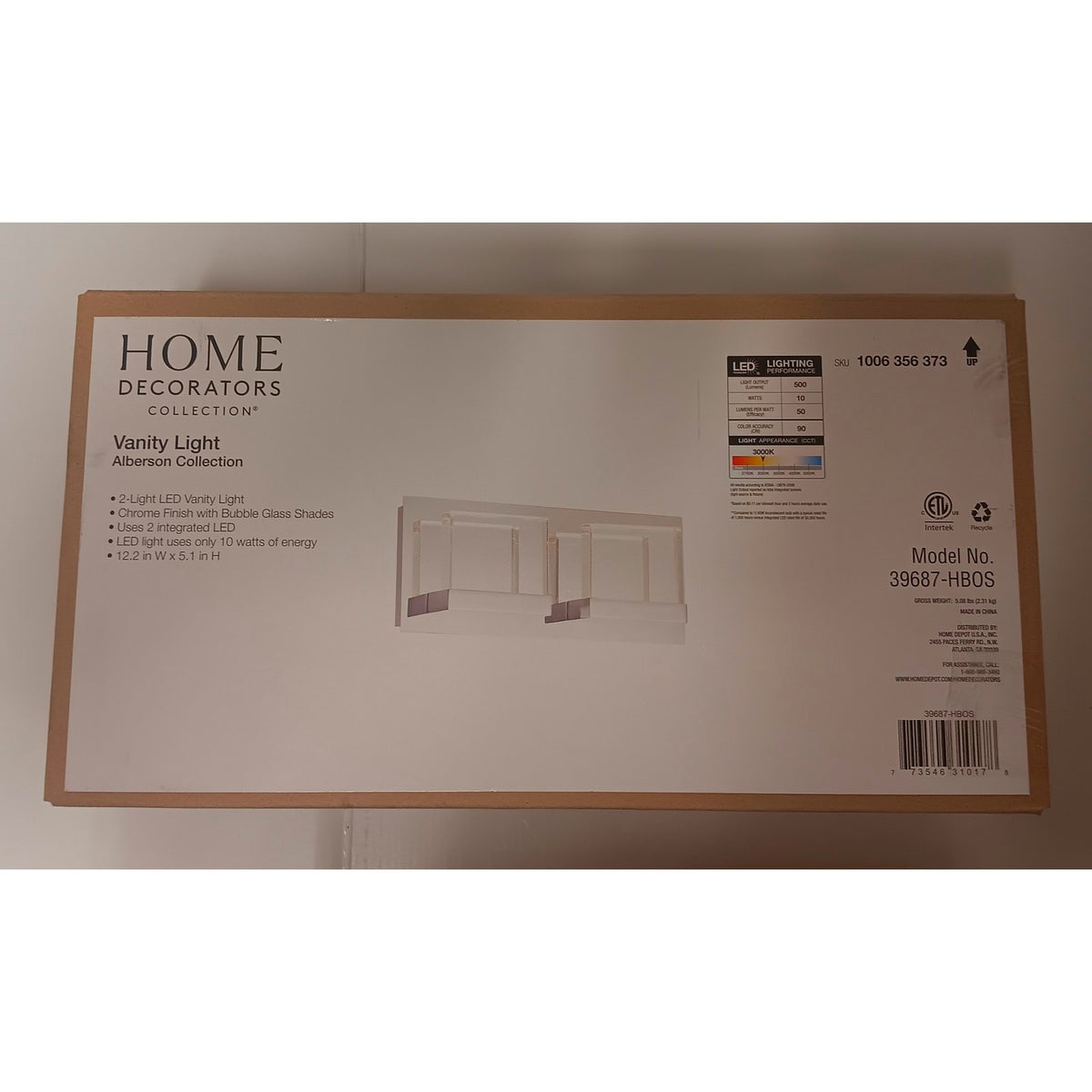 Home Decorators Collection Alberson 2-Light Chrome LED Vanity Light Bar