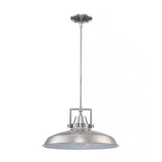 Wilhelm 16" Brushed Nickel Industrial Farmhouse Metal Pendant Light Fixture