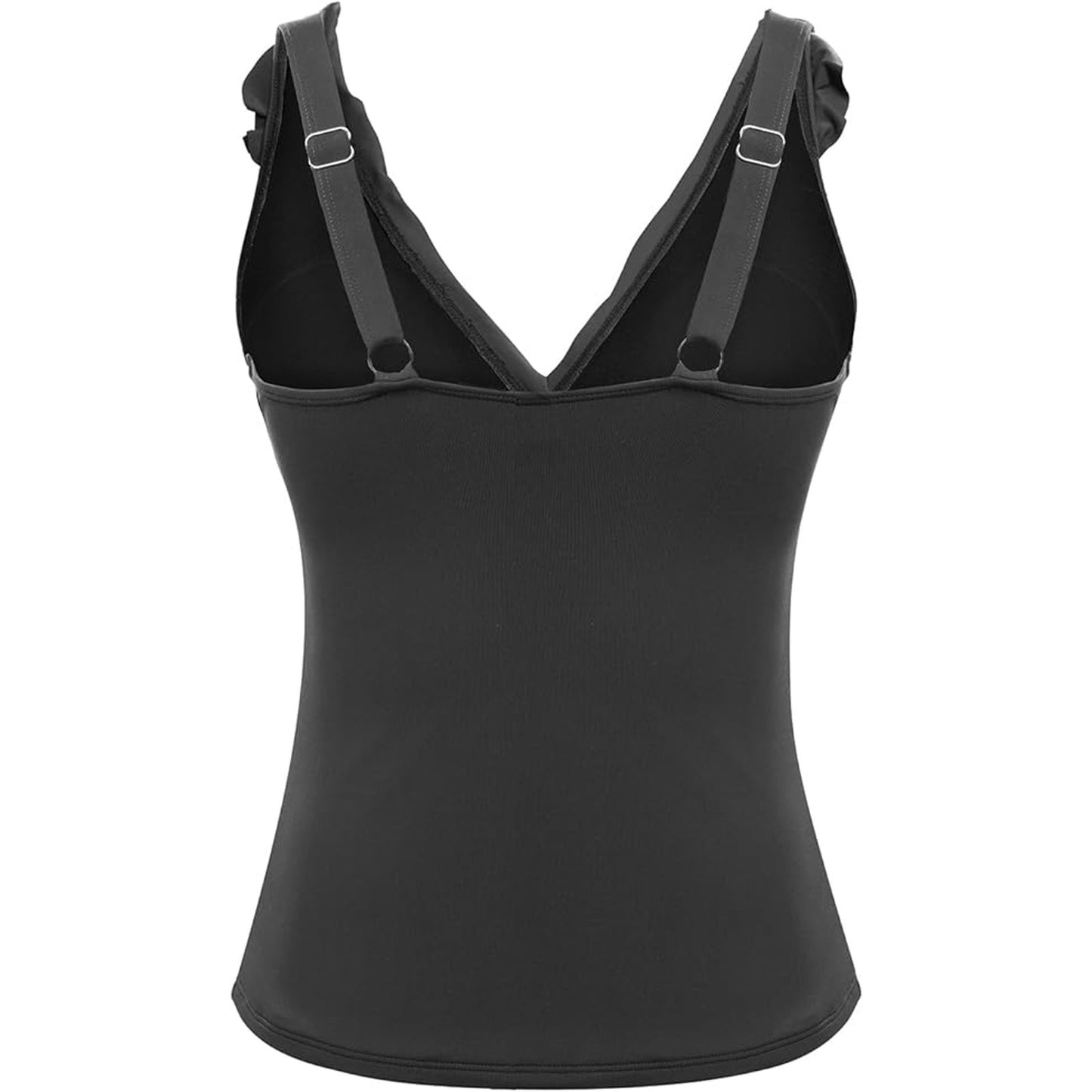 Yonique Tankini Top Only Tummy Control Top Ruffle Swimsuit Top V-Neck, M (8-10)
