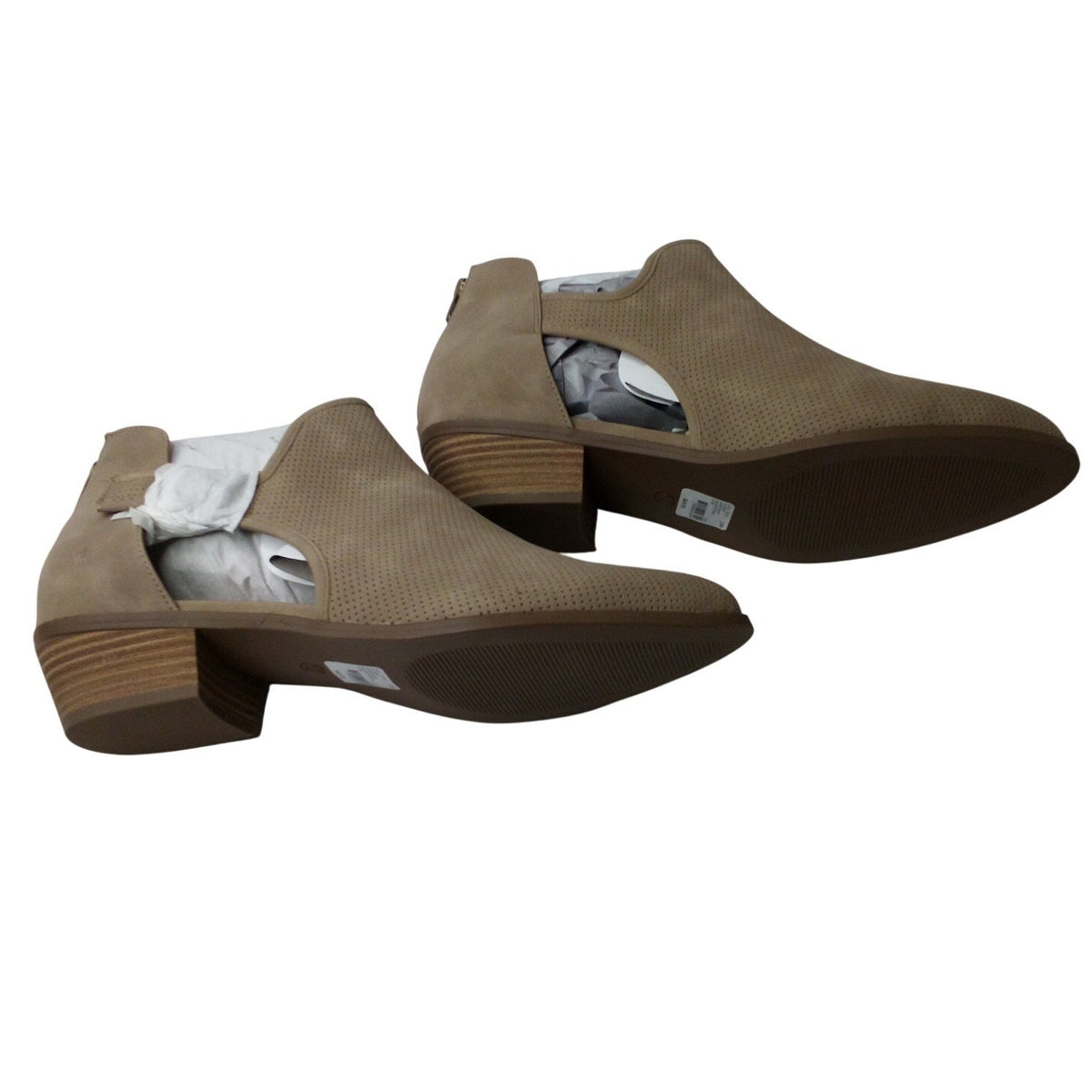 Lane Bryant Taupe Perforated Block Heel Shooties 12W Wide Ankle Booties New