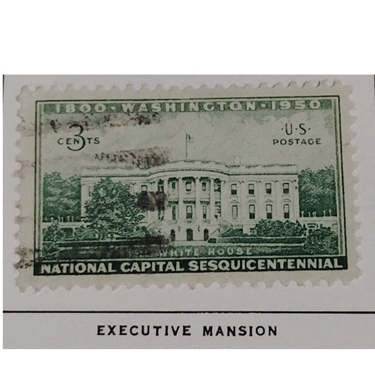 1950 3¢ National Capital Sesquicentennial – Scott 990 – White House Exec Mansion