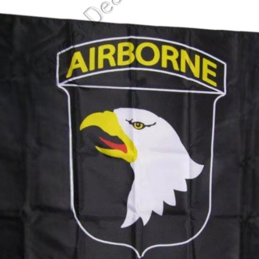 Black 101st Airborne Screamin' Eagle 3' x 5' Poly Flag / Banner Metal Grommets