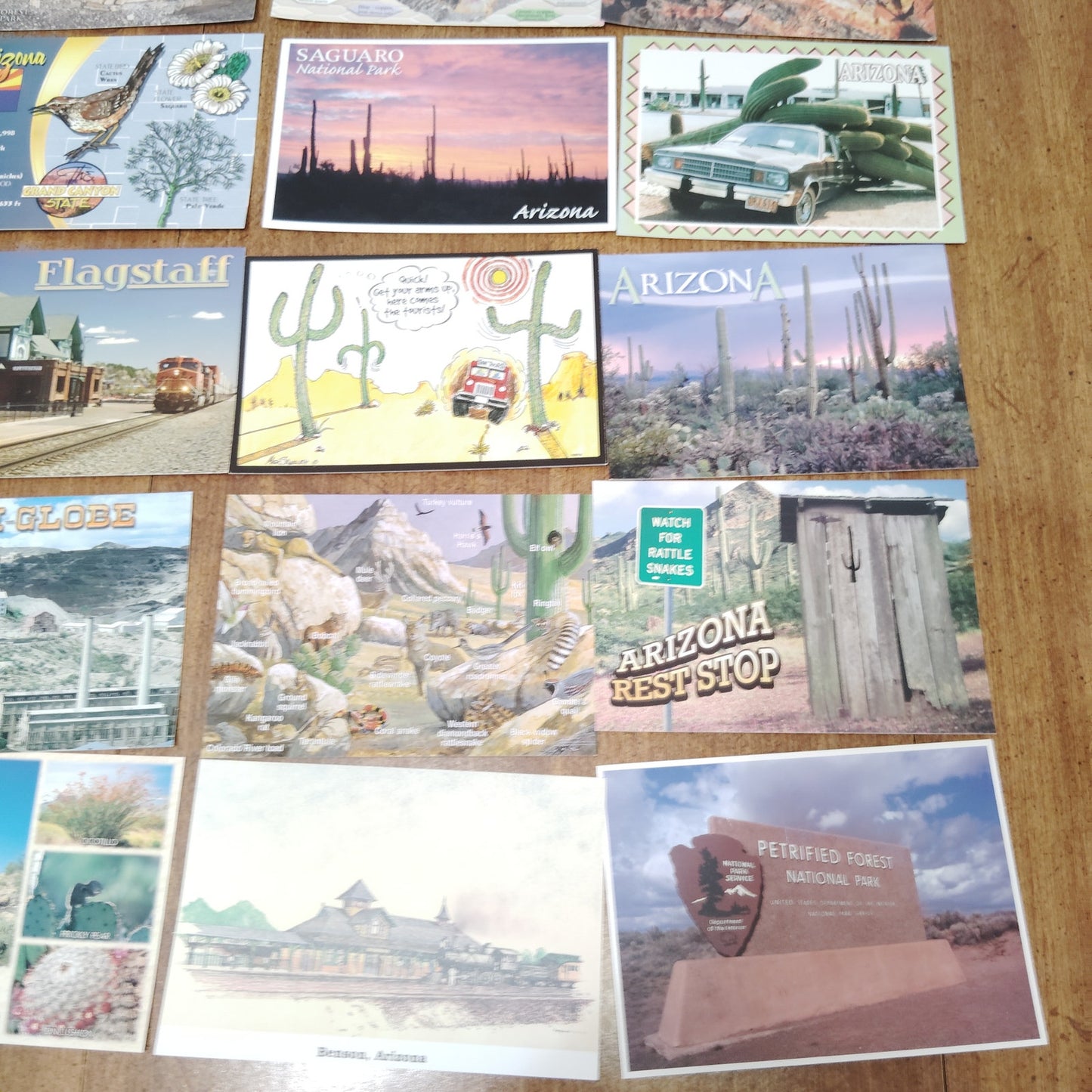 24 PCS VTG Arizona Postcard Collection - Grand Canyon, Route 66 Ephemera Lot