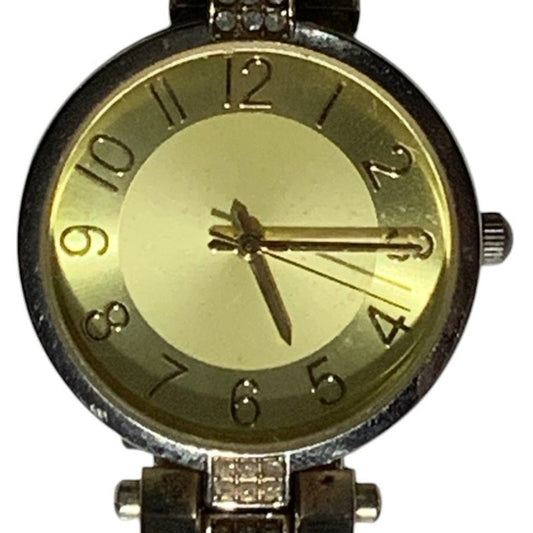 FMD Men's Watch, Gold/Silver Band, Gold Face, Faux Diamond Accents, Non-Operable