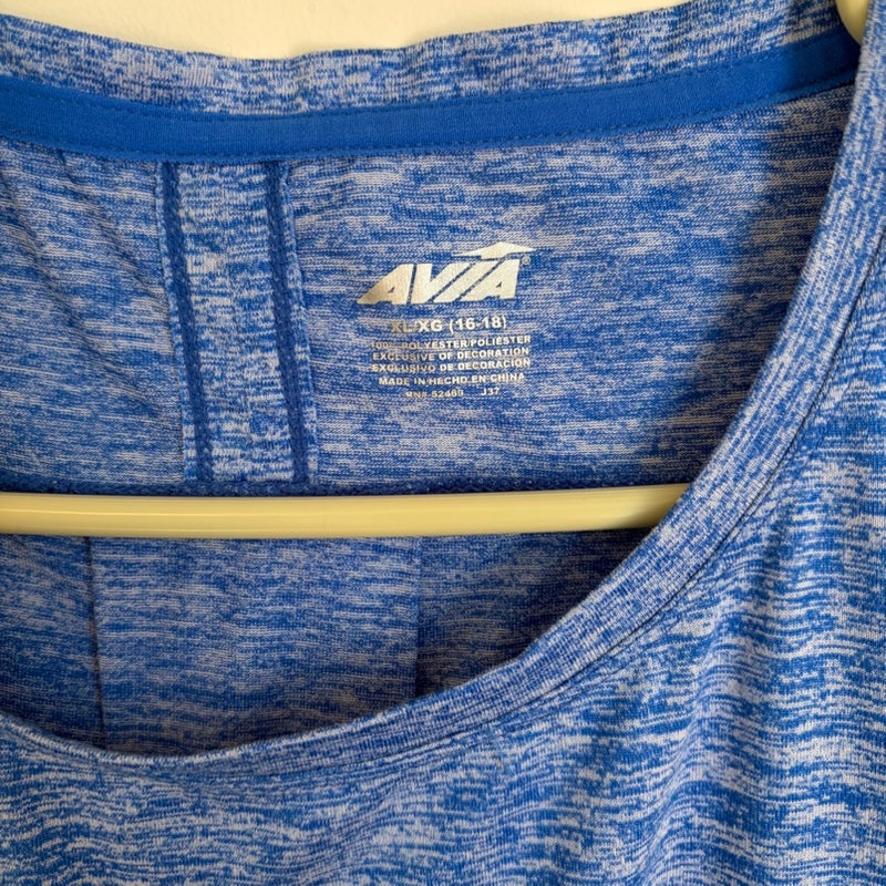 Avia Girls Blue Heathered Athletic Workout T-Shirt XL Short Sleeve Tee