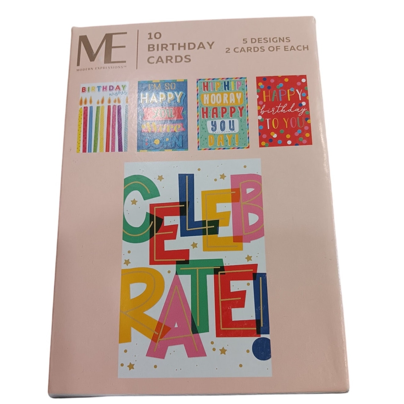 ME Birthday Cards - 10-Pack - 5 Styles x 2 Each - 4"x6" - Soy Ink - PN 620064