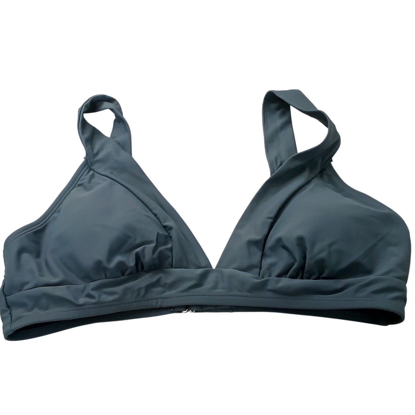 Cupshe Grey Blue Triangle Bikini Top Slate V Neck Wide Strap Bralette Women’s L