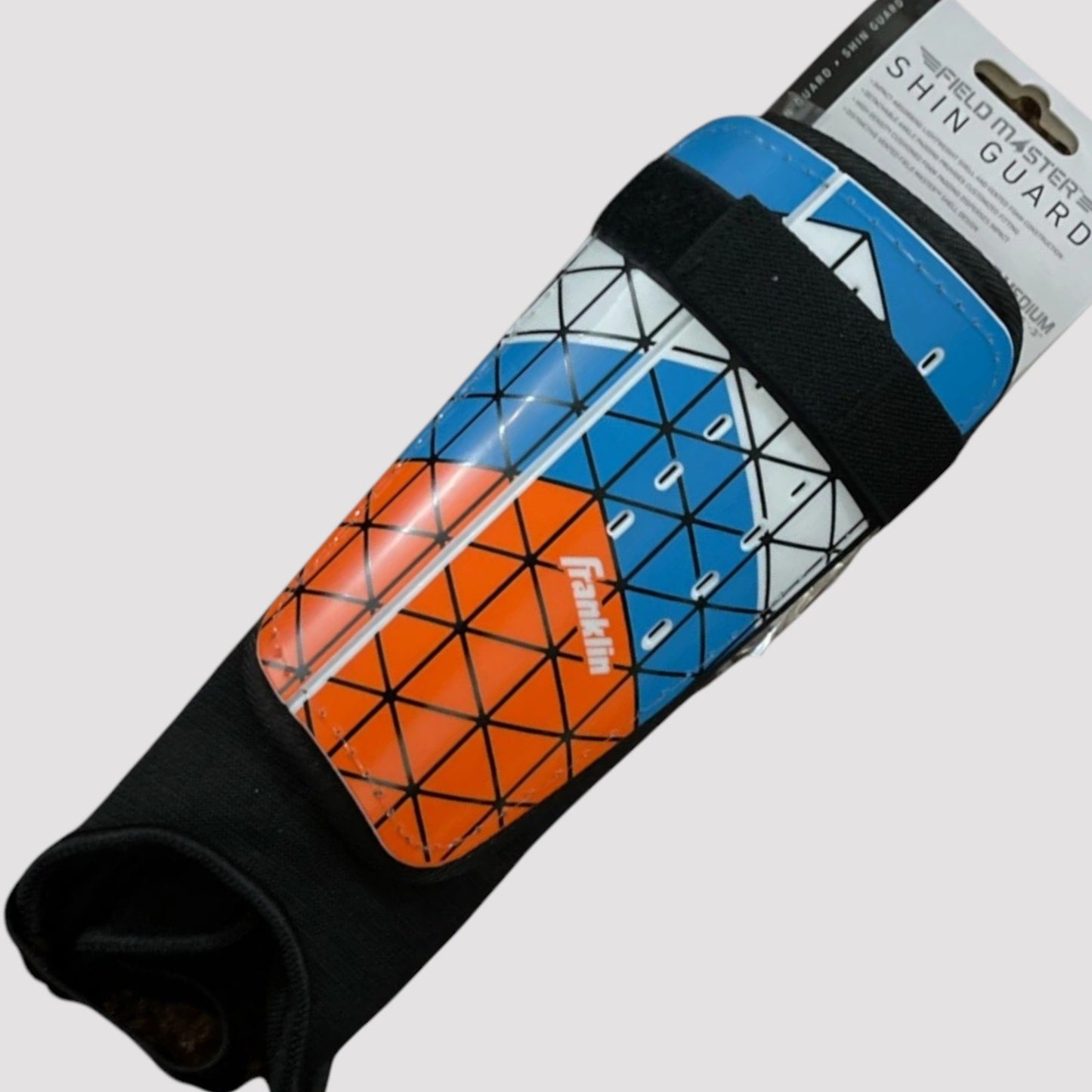 Children's Franklin Sports Shin Guards 2‑PK – Blue/Orange – MD