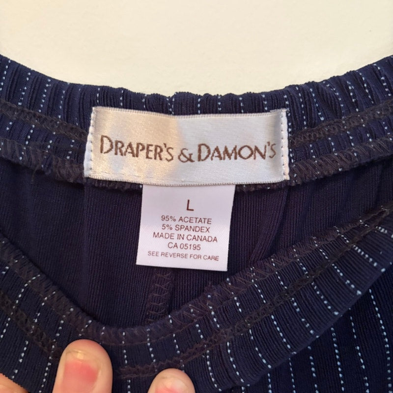 Draper's & Damon's Navy 3-Piece Acetate Spandex Set - Tank, Button-Up, Pants L